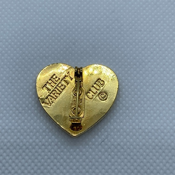 Yellow Tone Heart w/ Dove Variety Club Pin / Brooch - Picture 3 of 4